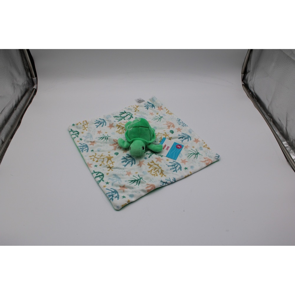 Meijer Lovie Security Blanket Green White Sea Turtle Coral Sea Life Plush Toy